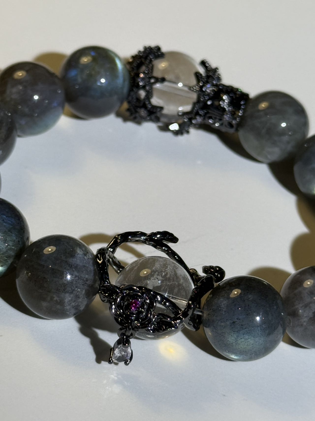 "Nocturnal Revelation" Labradorite & Clear Quartz Bracelet