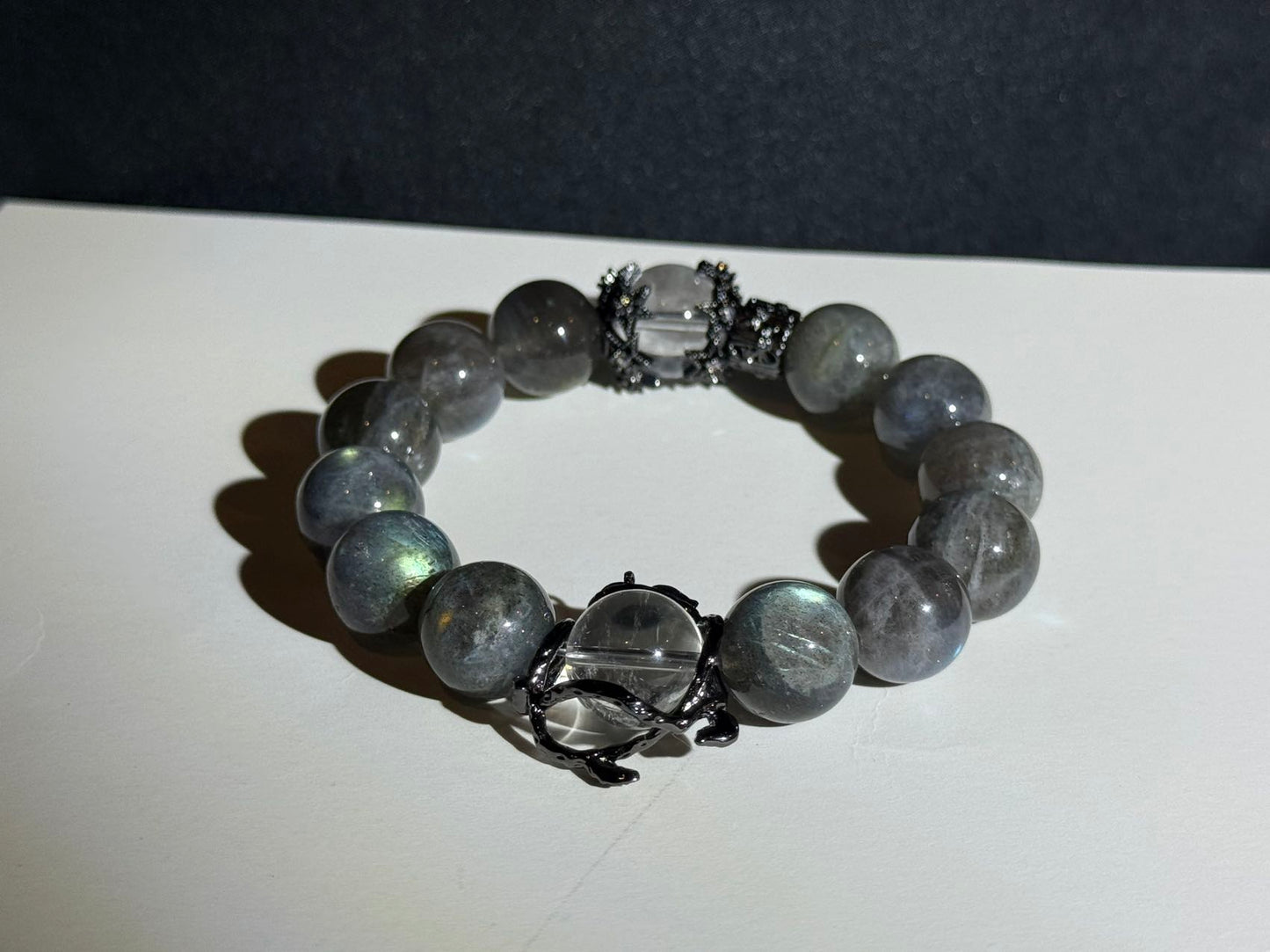 "Nocturnal Revelation" Labradorite & Clear Quartz Bracelet