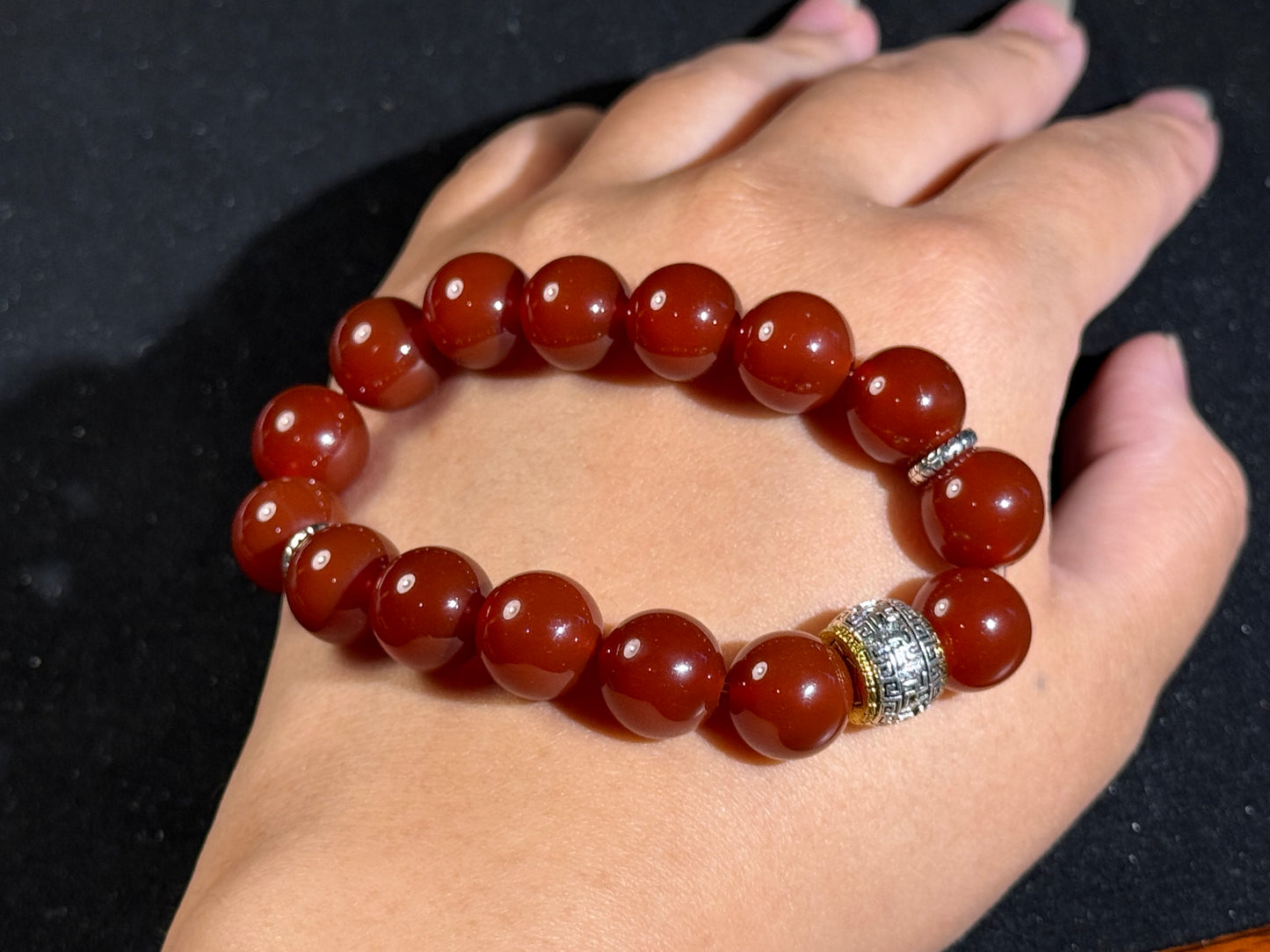 "Blazing Warrior" Deep Red Agate Bracelet