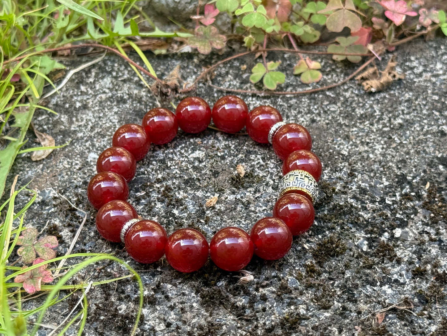 "Blazing Warrior" Deep Red Agate Bracelet