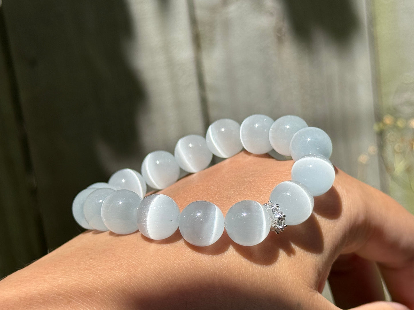 "Moonlit Guardian" White Cat’s Eye Bracelet