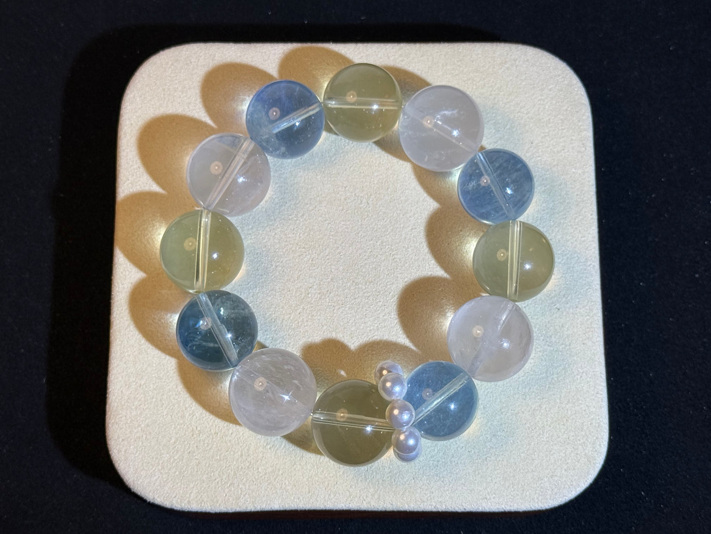 “Celestial Tide” Aquamarine, Lemon Quartz, Milky Quartz & Pearl Bracelet