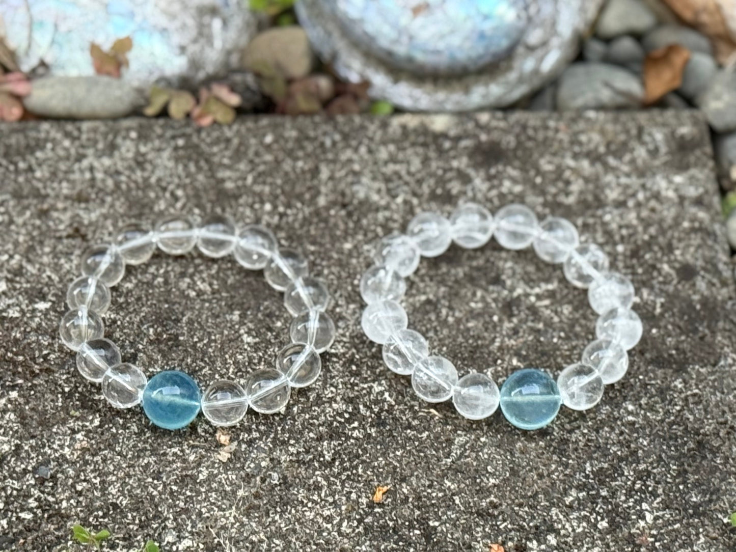 “Ocean Clarity” Clear Quartz & Aquamarine Bracelet