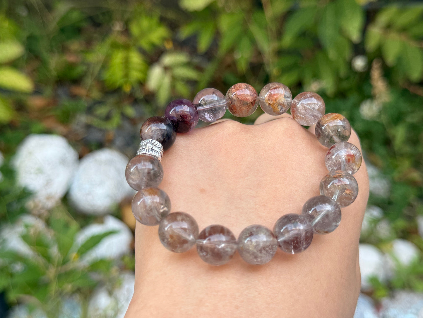"Phantom Insight" Clear Purple Phantom Quartz Bracelet