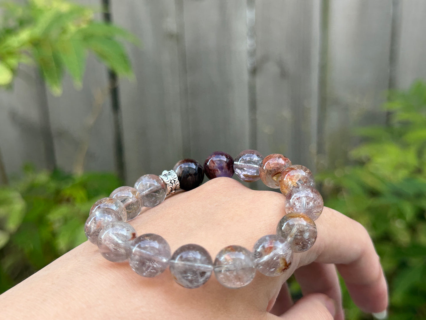 "Phantom Insight" Clear Purple Phantom Quartz Bracelet