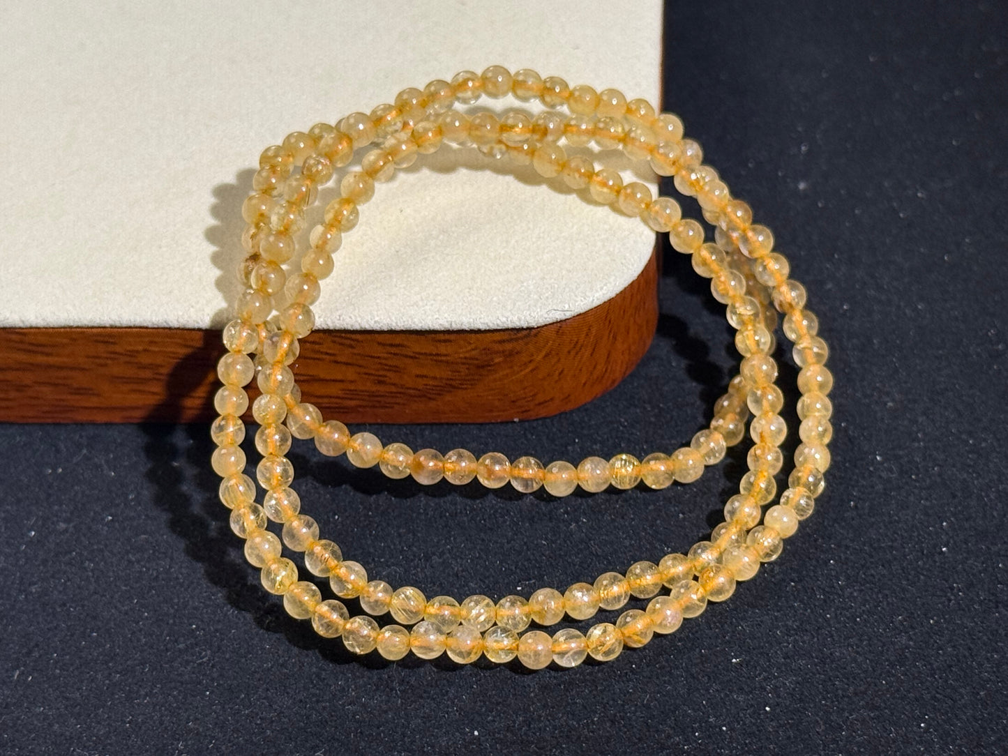 "Golden Prosperity" Triple Wrap Golden Rutilated Quartz Bracelet