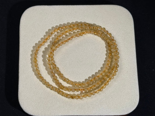 "Golden Prosperity" Triple Wrap Golden Rutilated Quartz Bracelet