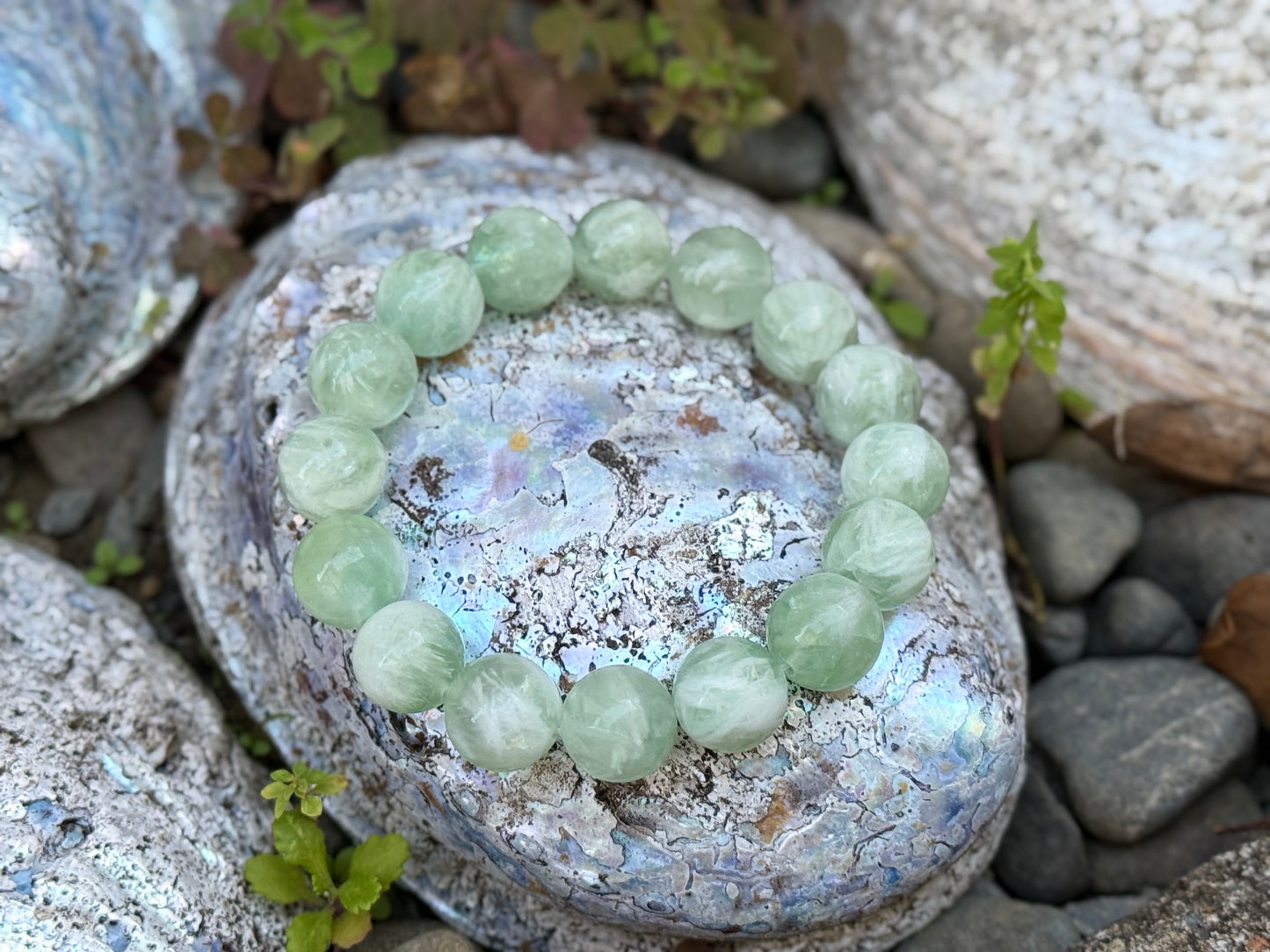 "Celestial Breeze" Green Feather Fluorite Bracelet