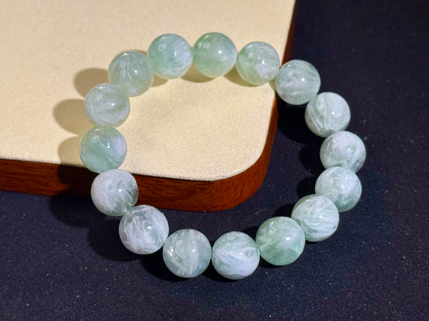 "Celestial Breeze" Green Feather Fluorite Bracelet