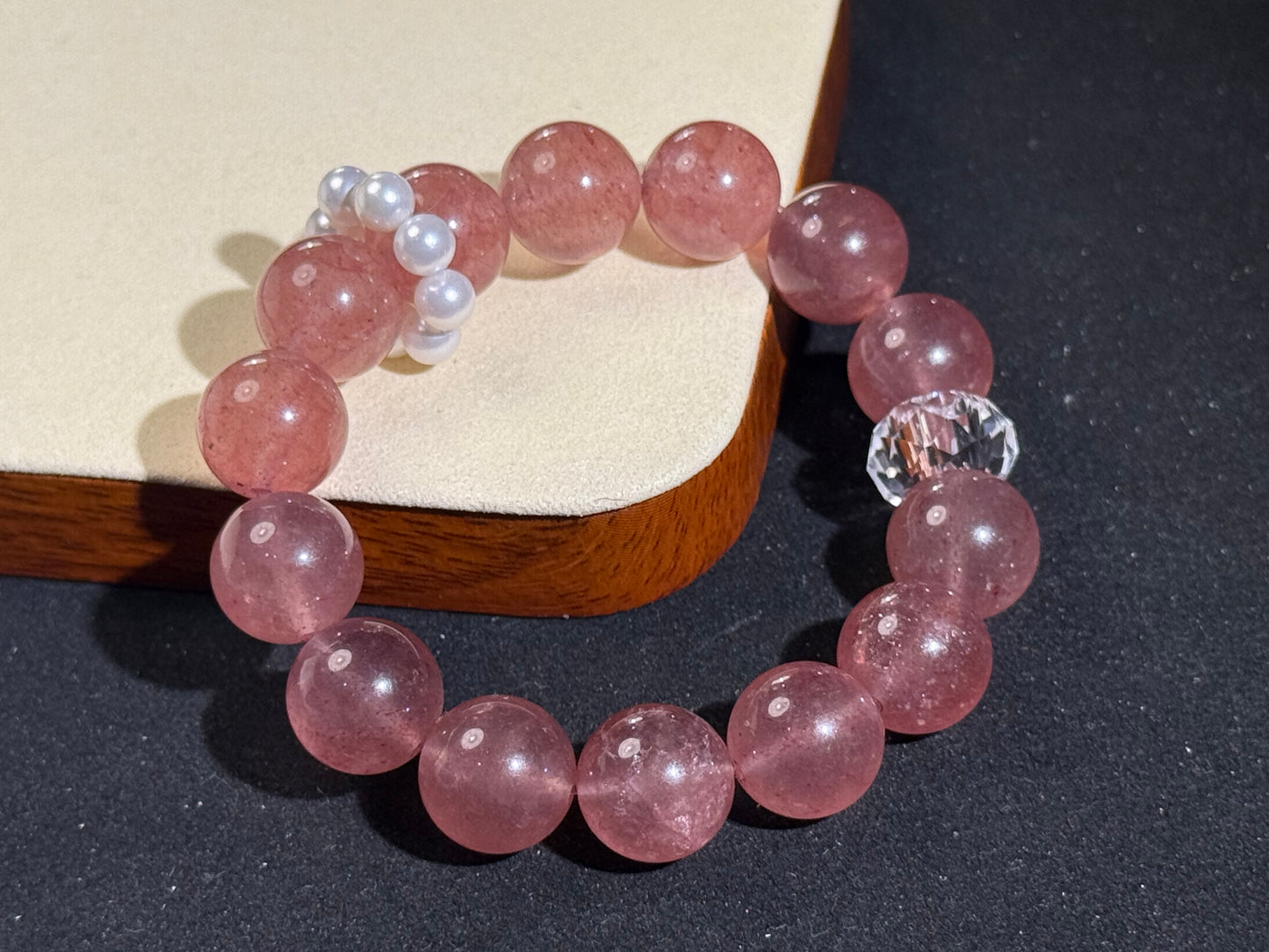 "Blush Harmony" Strawberry Quartz & Pearl Bracelet