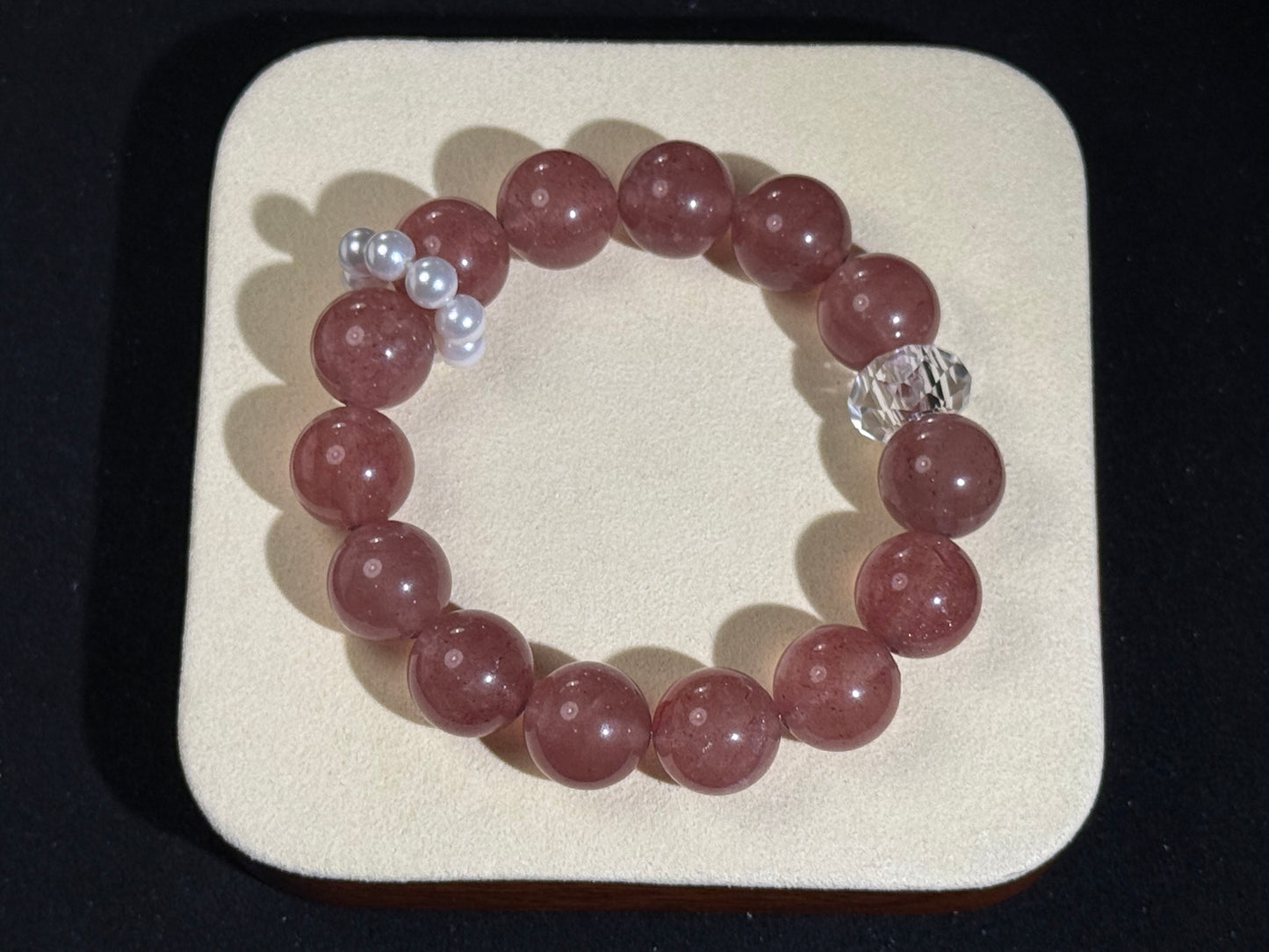 "Blush Harmony" Strawberry Quartz & Pearl Bracelet