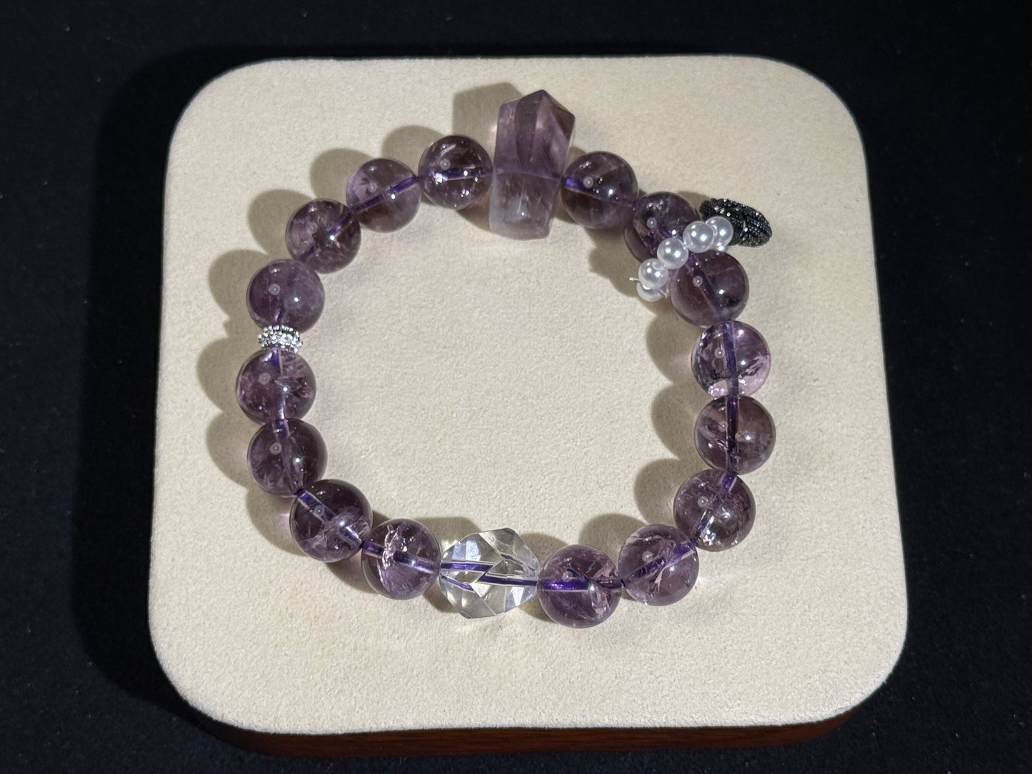 "Celestial Awakening" Amethyst & Clear Quartz Bracelet