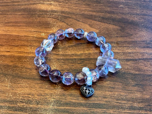 "Celestial Awakening" Amethyst & Clear Quartz Bracelet