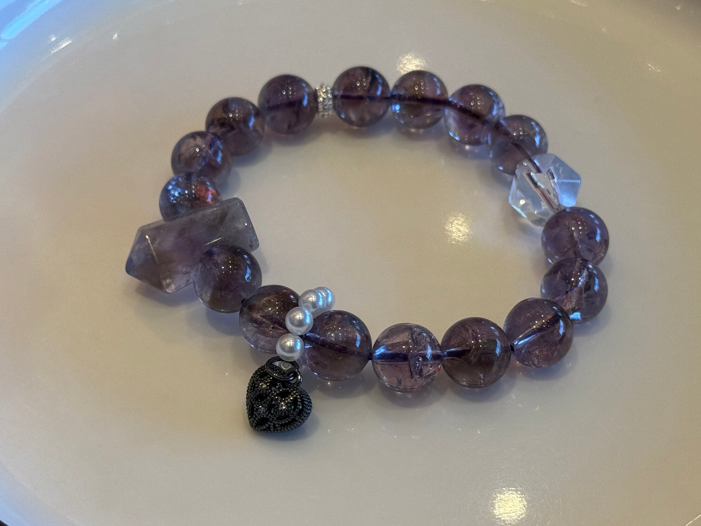 "Celestial Awakening" Amethyst & Clear Quartz Bracelet