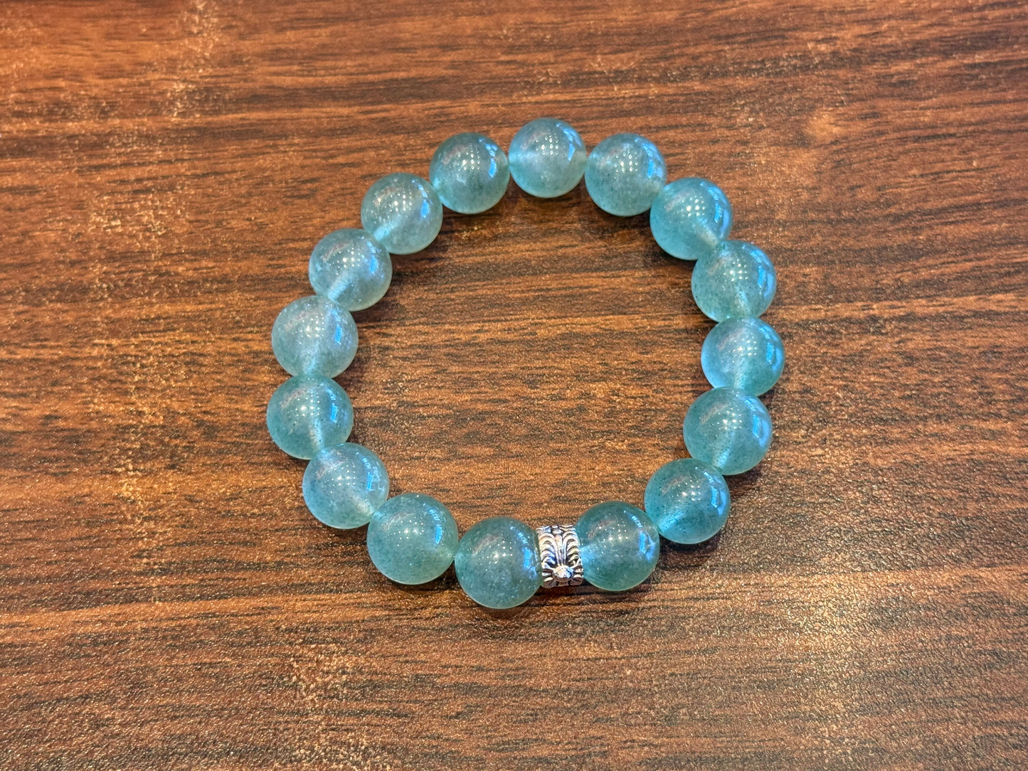 "Emerald Serenity" Green Strawberry Quartz Bracelet