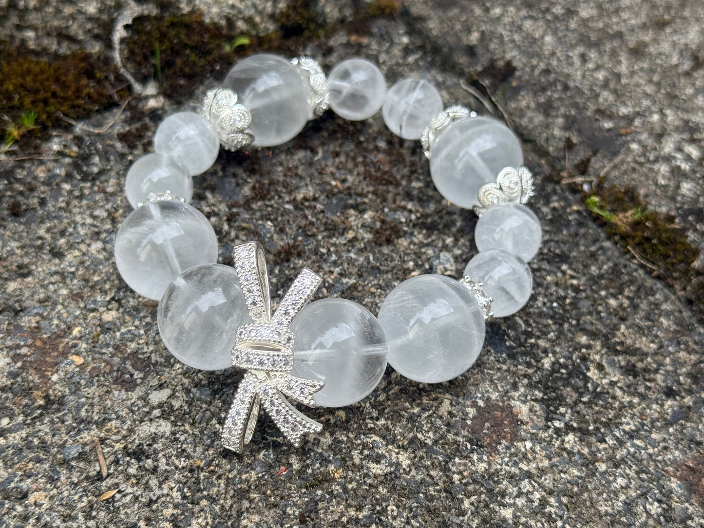 "Ethereal Grace" White Phantom Quartz Bracelet