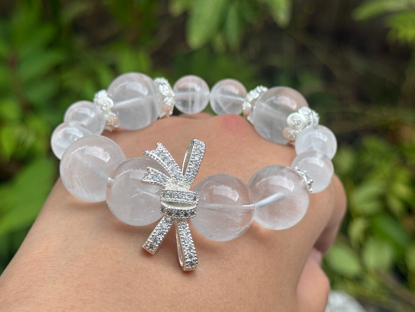 "Ethereal Grace" White Phantom Quartz Bracelet