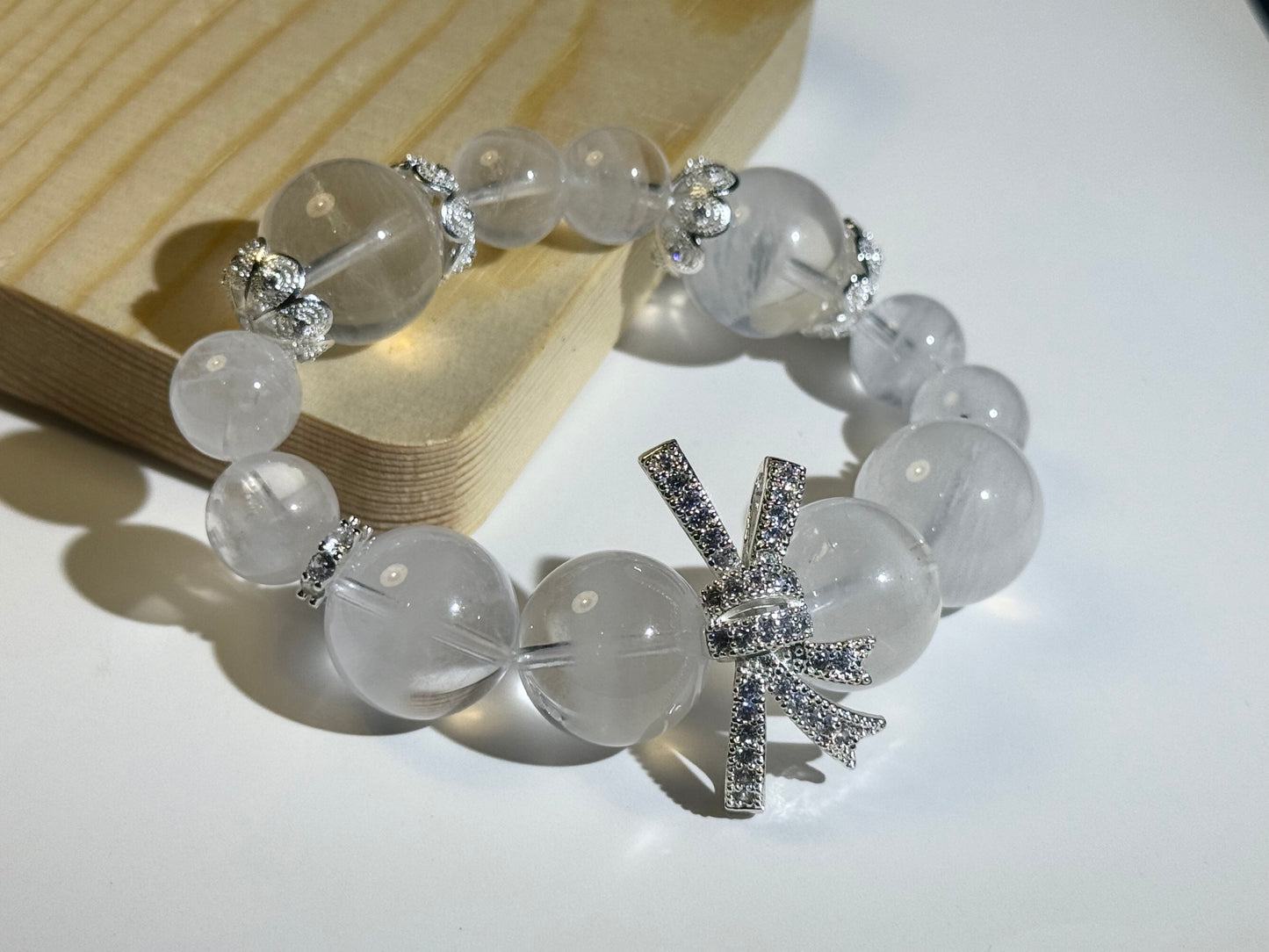 "Ethereal Grace" White Phantom Quartz Bracelet