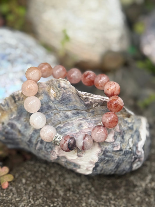 "Blush Bloom" Gradient Red Epidote Bracelet