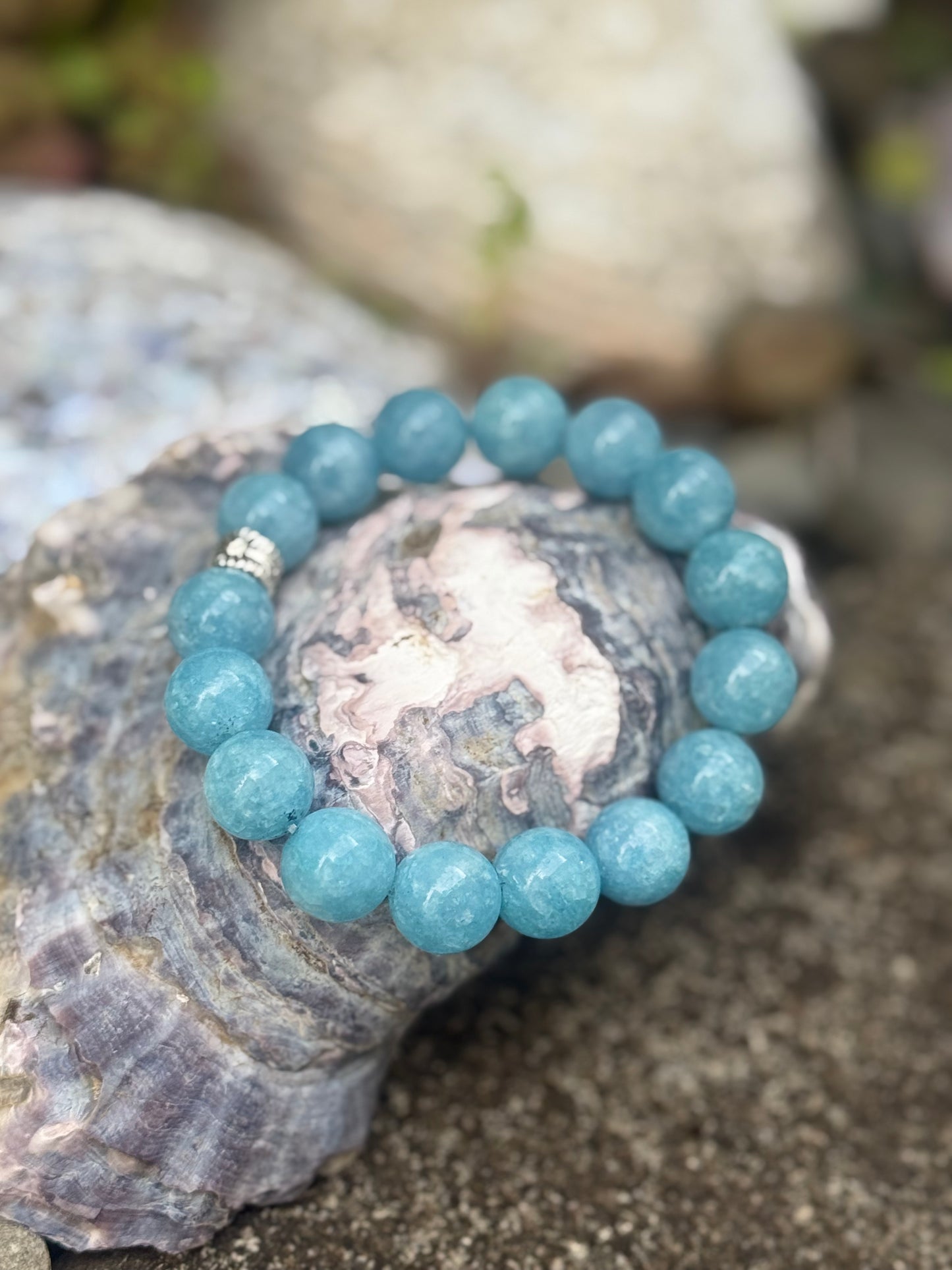 "Ocean Serenity" Crackled Aquamarine Bracelet