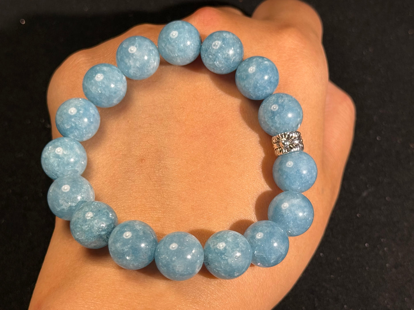 "Ocean Serenity" Crackled Aquamarine Bracelet