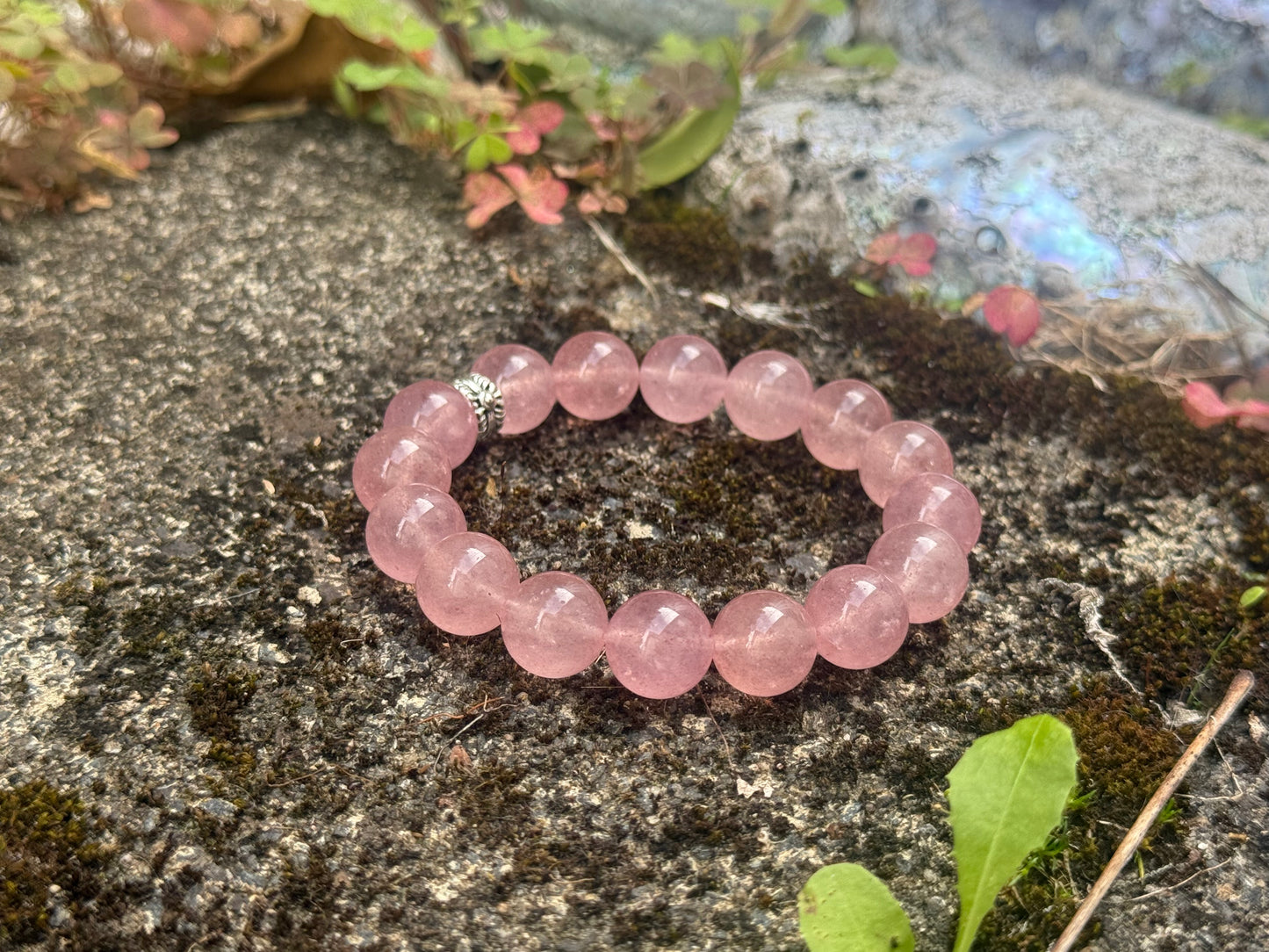 "Blush Harmony" White-Water Strawberry Quartz Bracelet