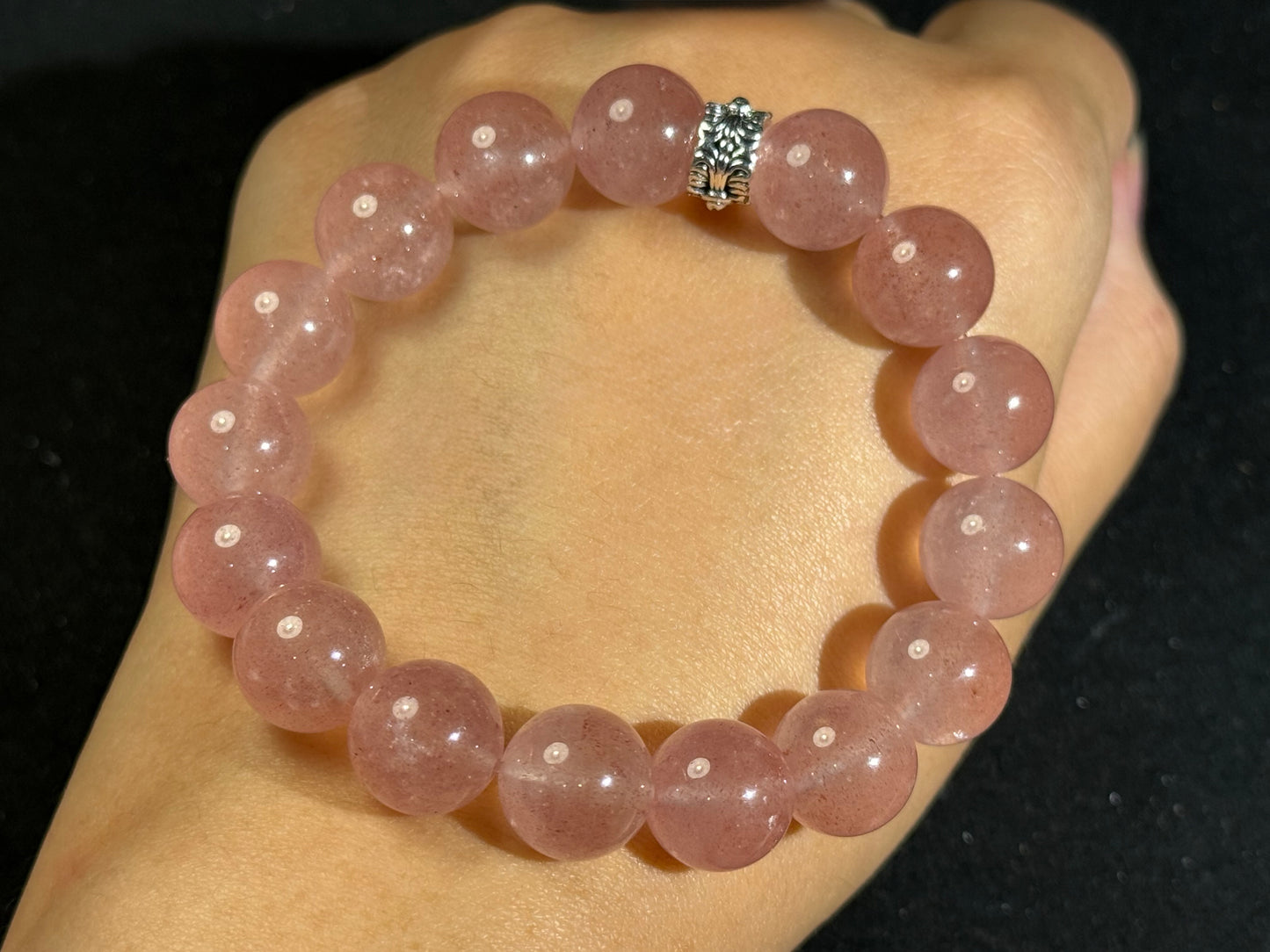 "Blush Harmony" White-Water Strawberry Quartz Bracelet