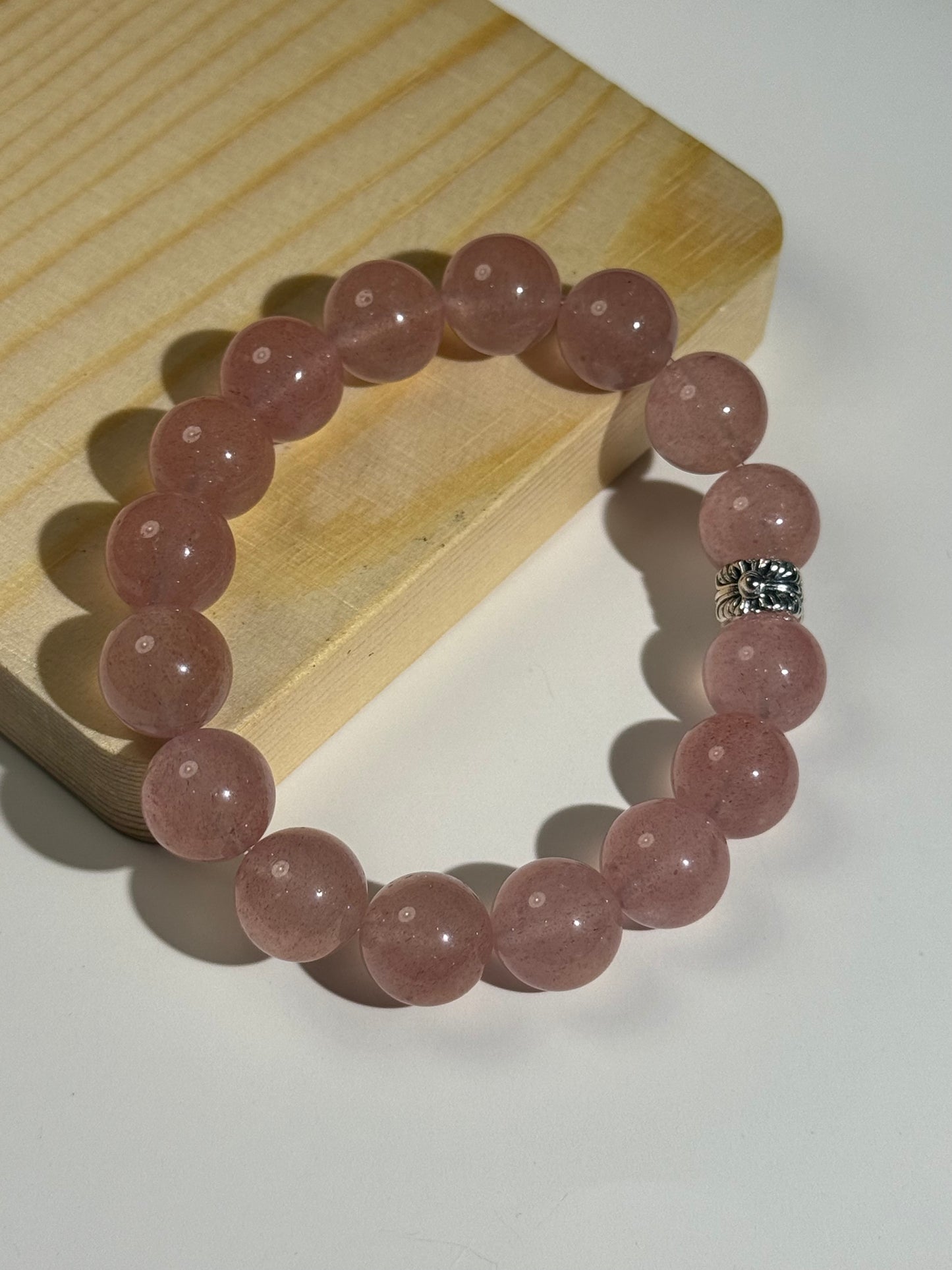 "Blush Harmony" White-Water Strawberry Quartz Bracelet