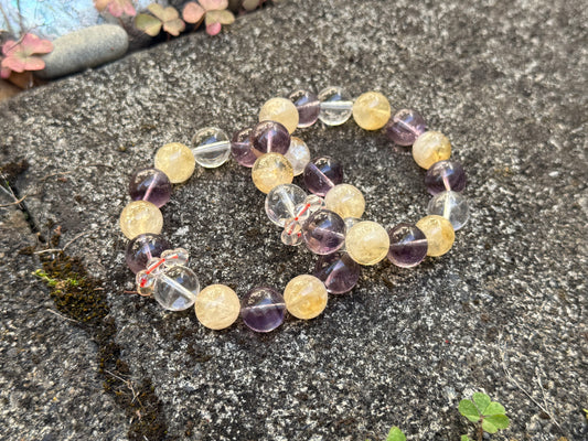 Wisdom Energy Amethyst-Citrine-Clear Quartz Bracelet