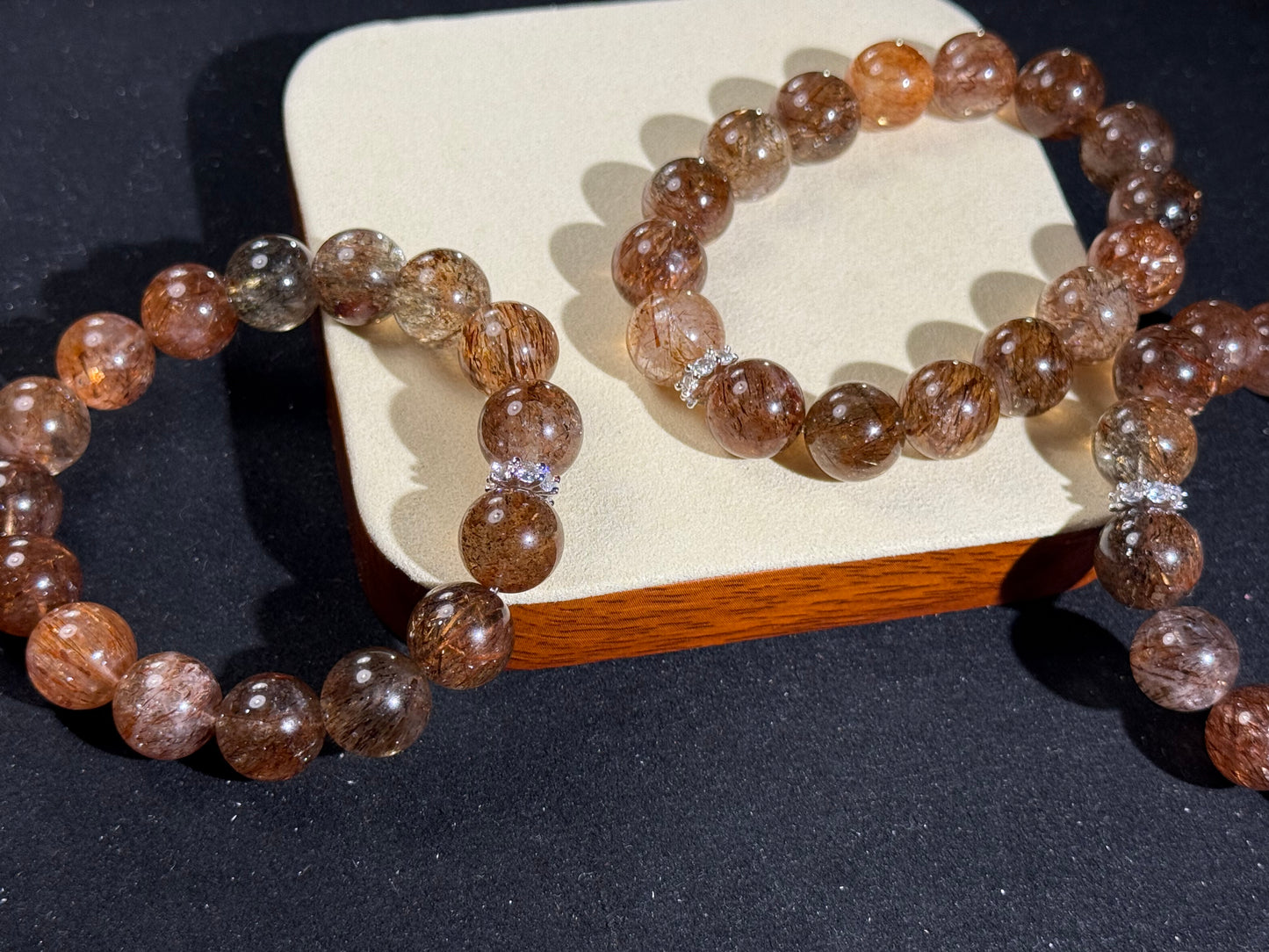 Black Golden Rutilated Quartz Crystals Bracelet