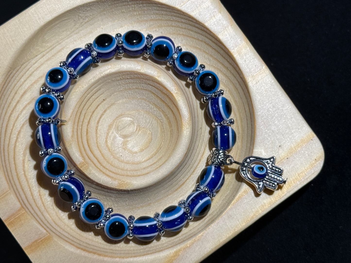 ✔Pulsera de cristal del chakra del ojo azul