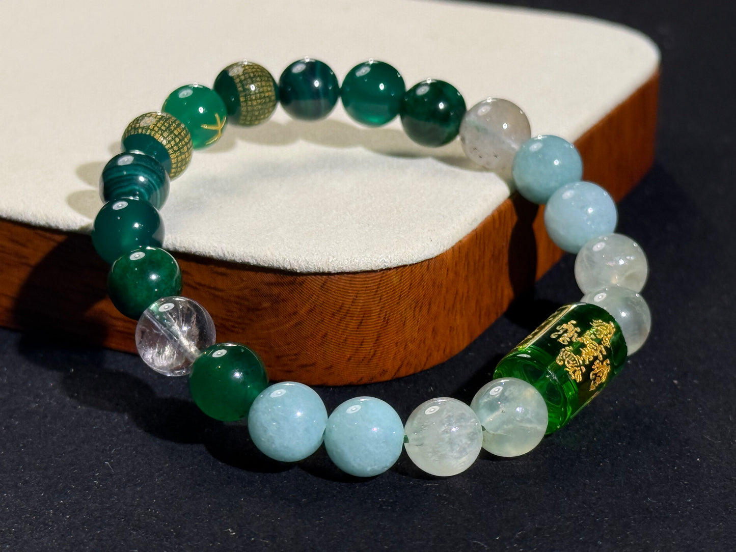 ✔Pulsera personalizada con elementos de madera de cinco elementos