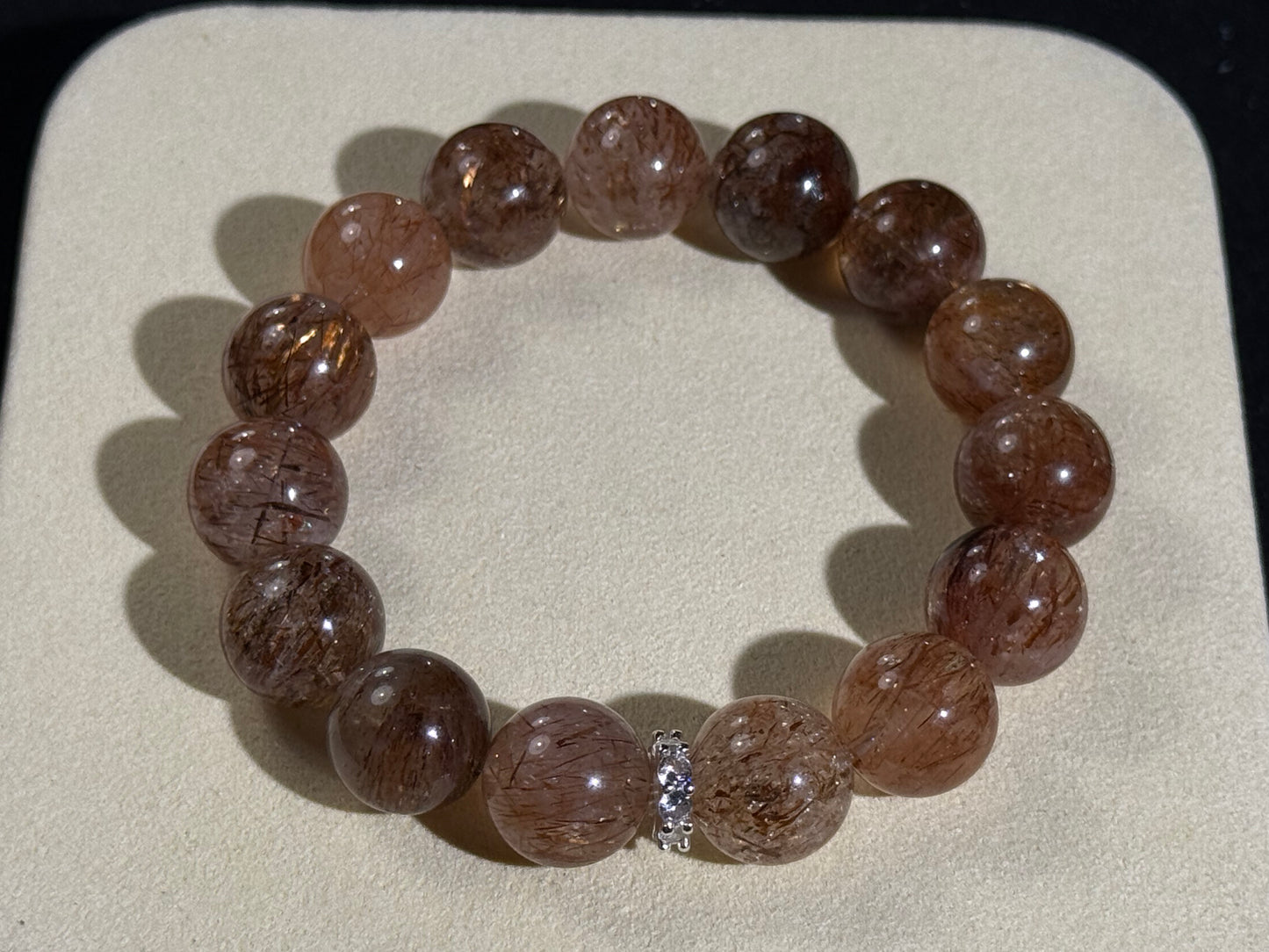 "Celestial Gold Veins" Black Golden Rutilated Quartz crystal Bracelet