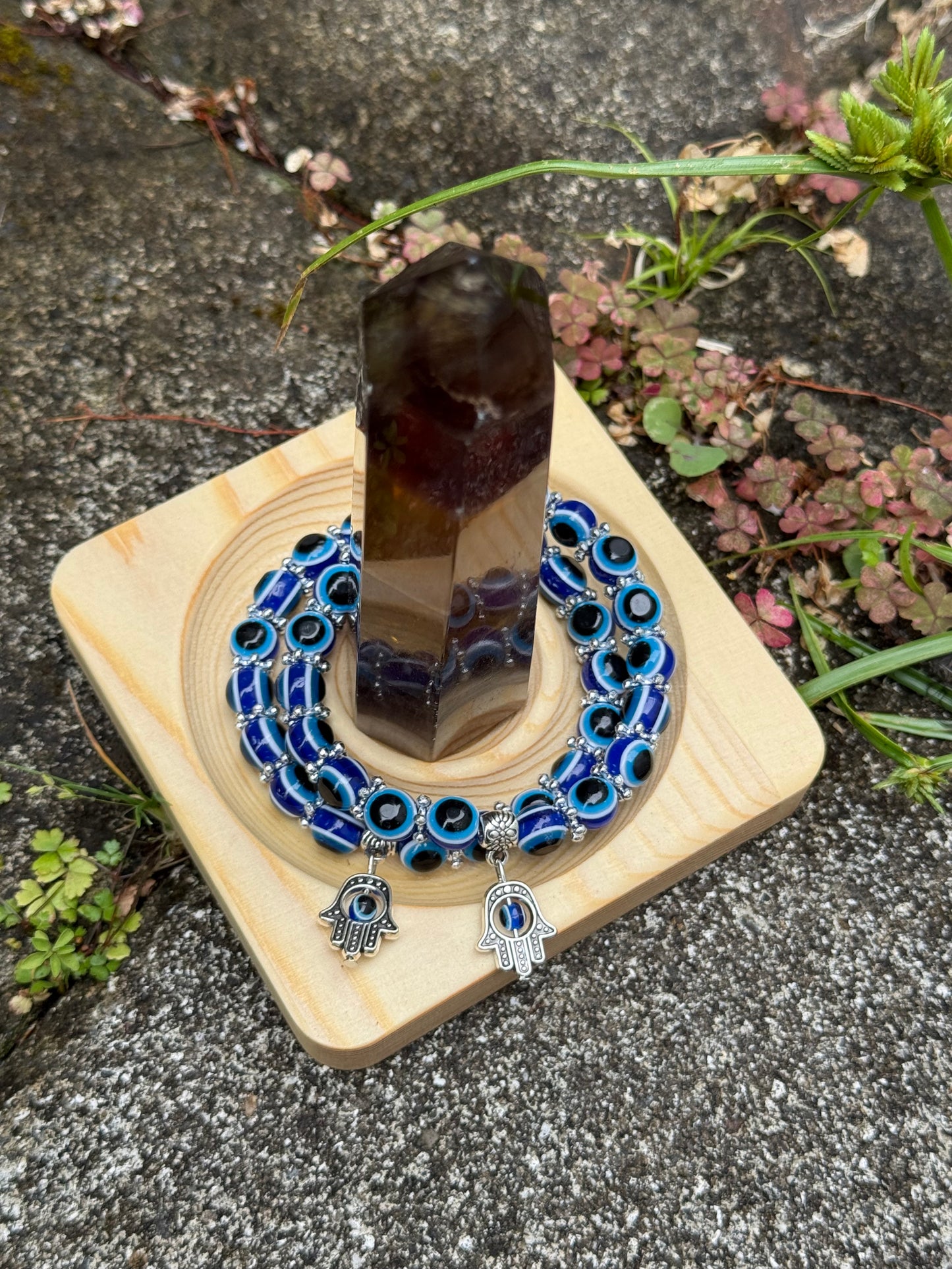 ✔Pulsera de cristal del chakra del ojo azul