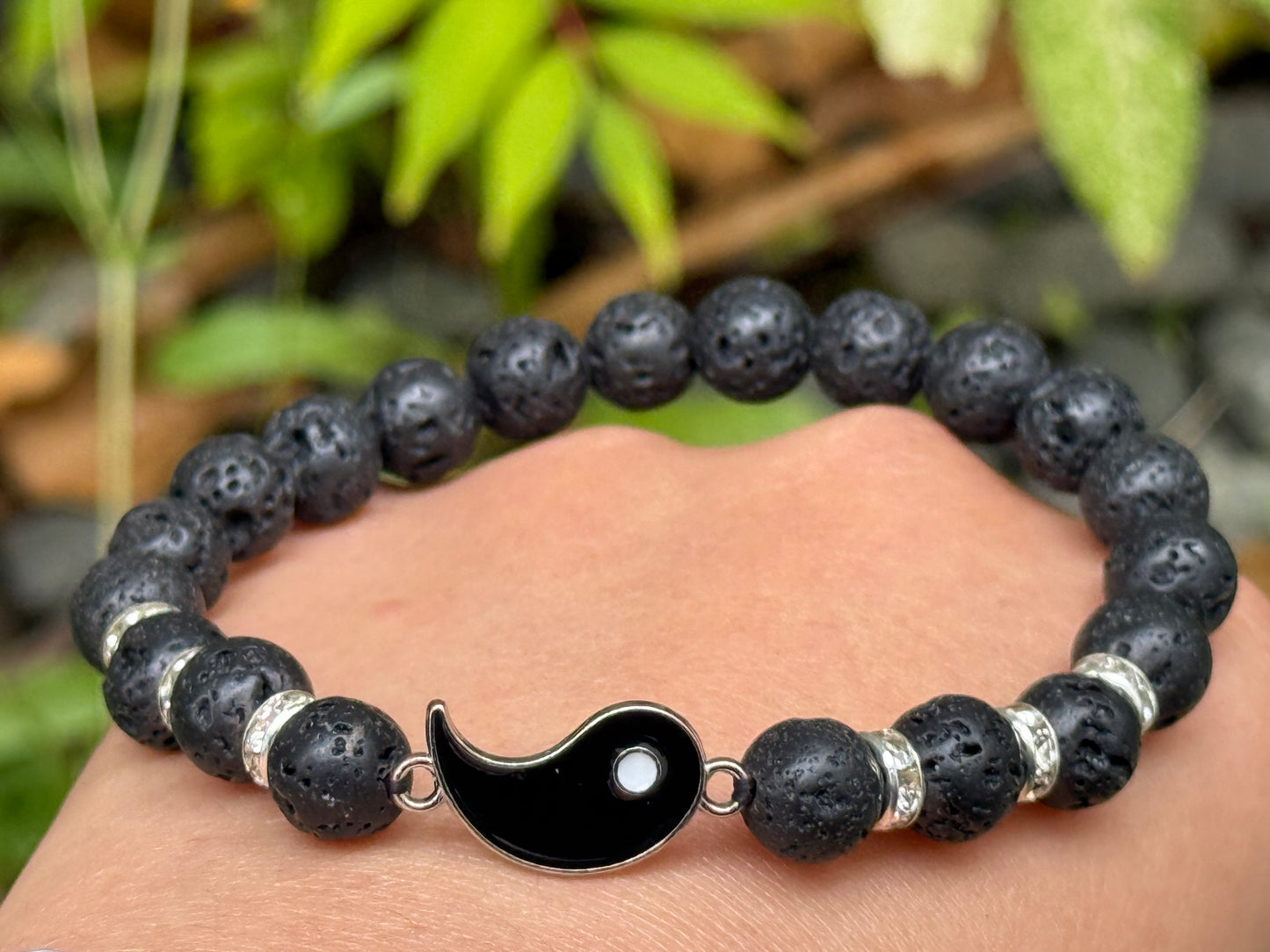 ✔Pulsera de pareja Yin Yang de piedra de lava
