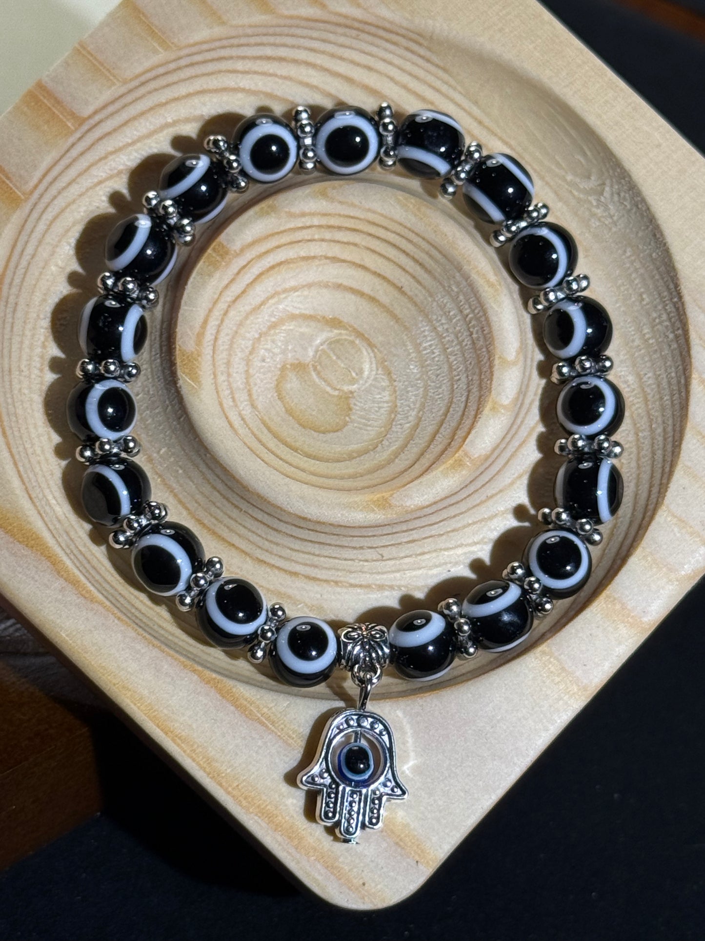 ✔Pulsera de cristal del chakra del ojo negro