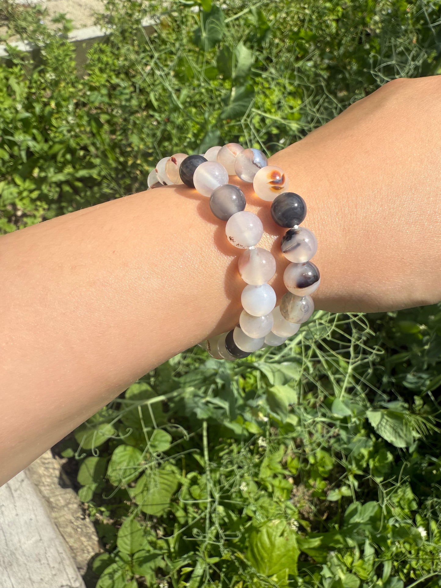 ✔Pulsera de cristal de ágata musgosa negra -9,9