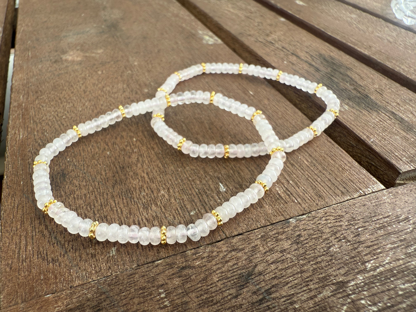 Natural Rose Quartz Disc Bracelet