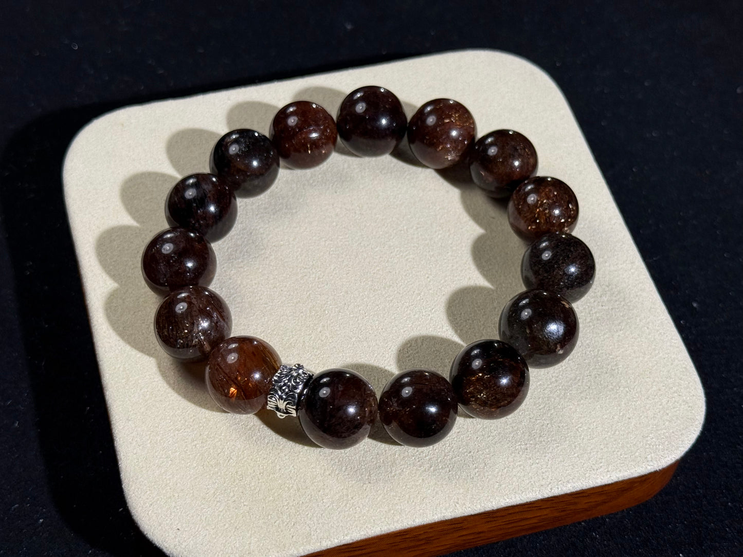 "Obsidian Gold King" Black Currant Golden Rutilated Quartz Bracelet