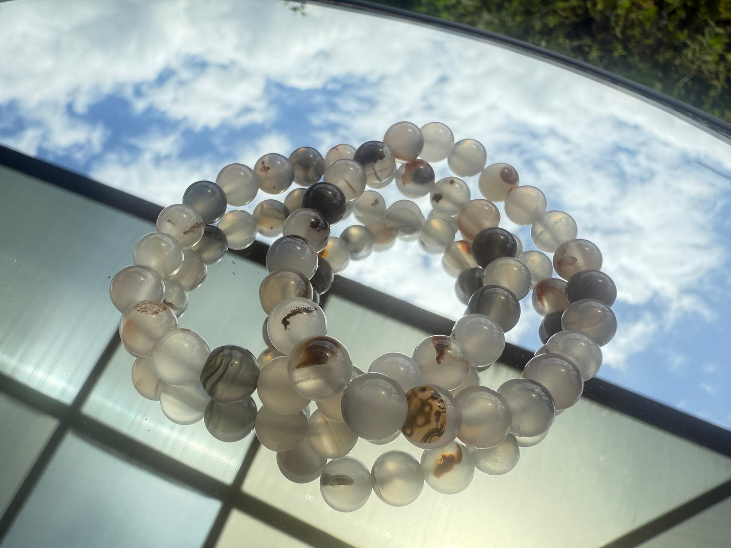 ✔Pulsera de cristal de ágata musgosa negra -9,9