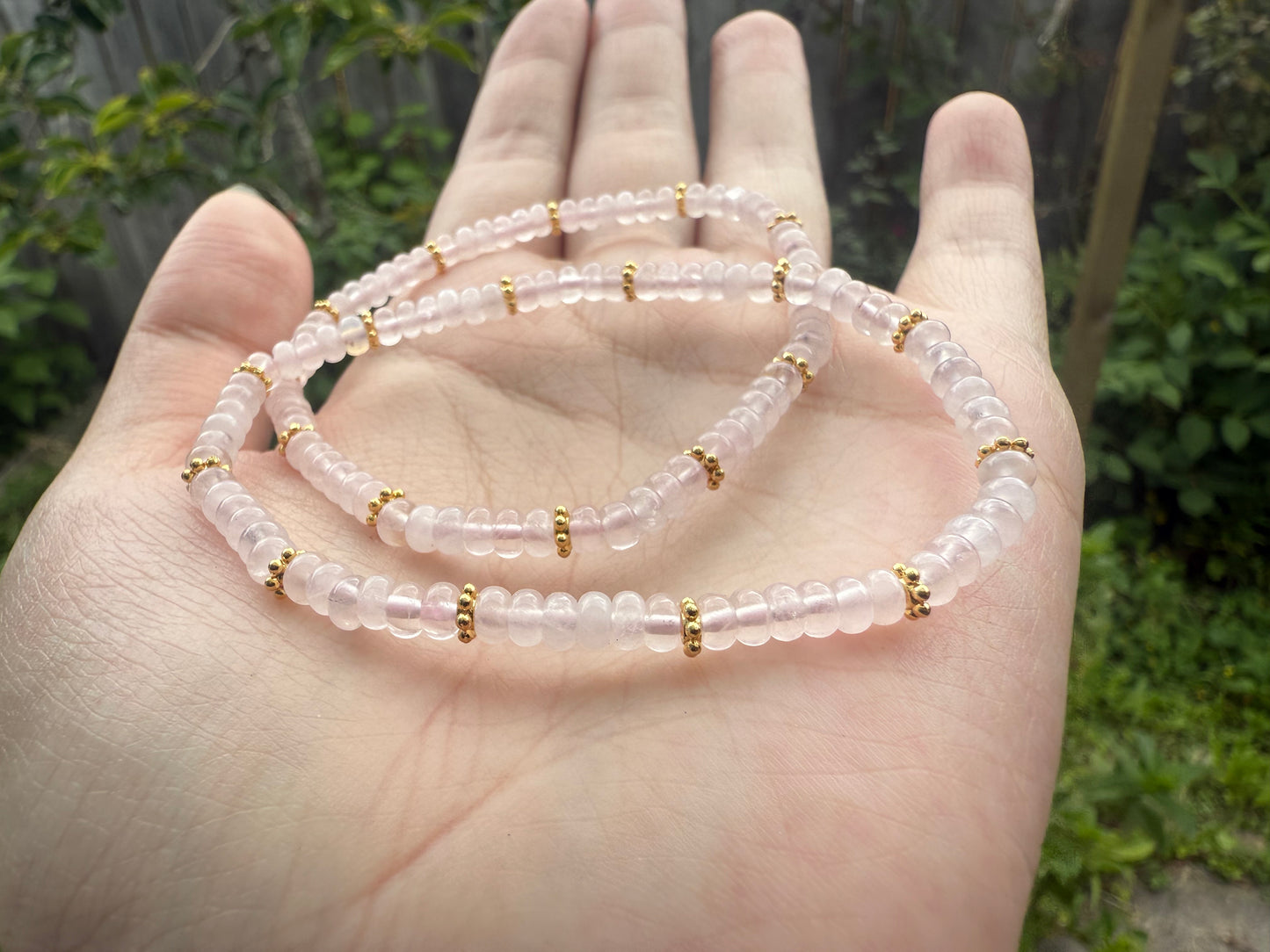 Natural Rose Quartz Disc Bracelet