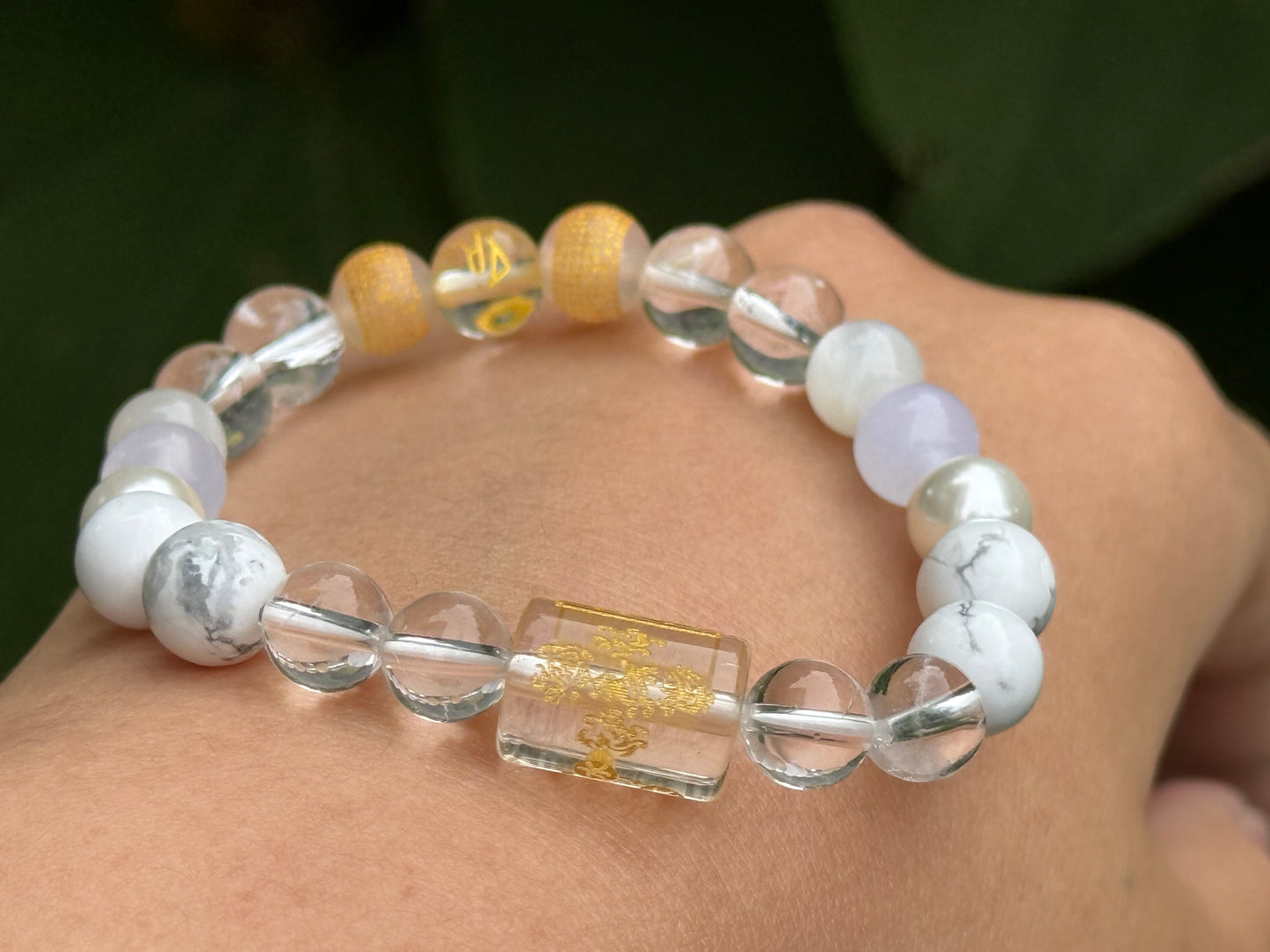 ✔Pulsera de cristal personalizada con energía de metal de cinco elementos