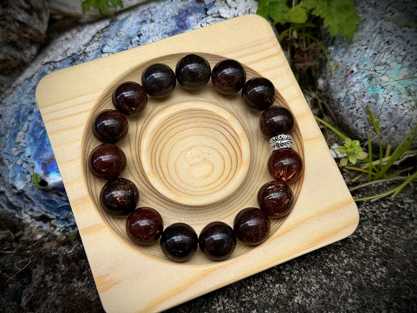 "Obsidian Gold King" Black Currant Golden Rutilated Quartz Bracelet
