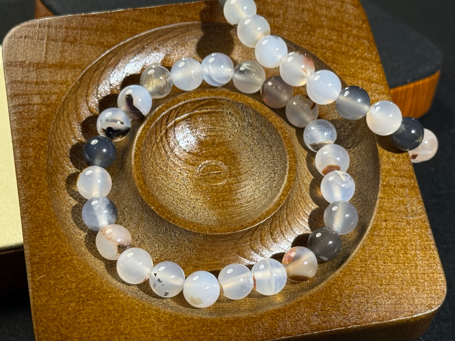 ✔Pulsera de cristal de ágata musgosa negra -9,9