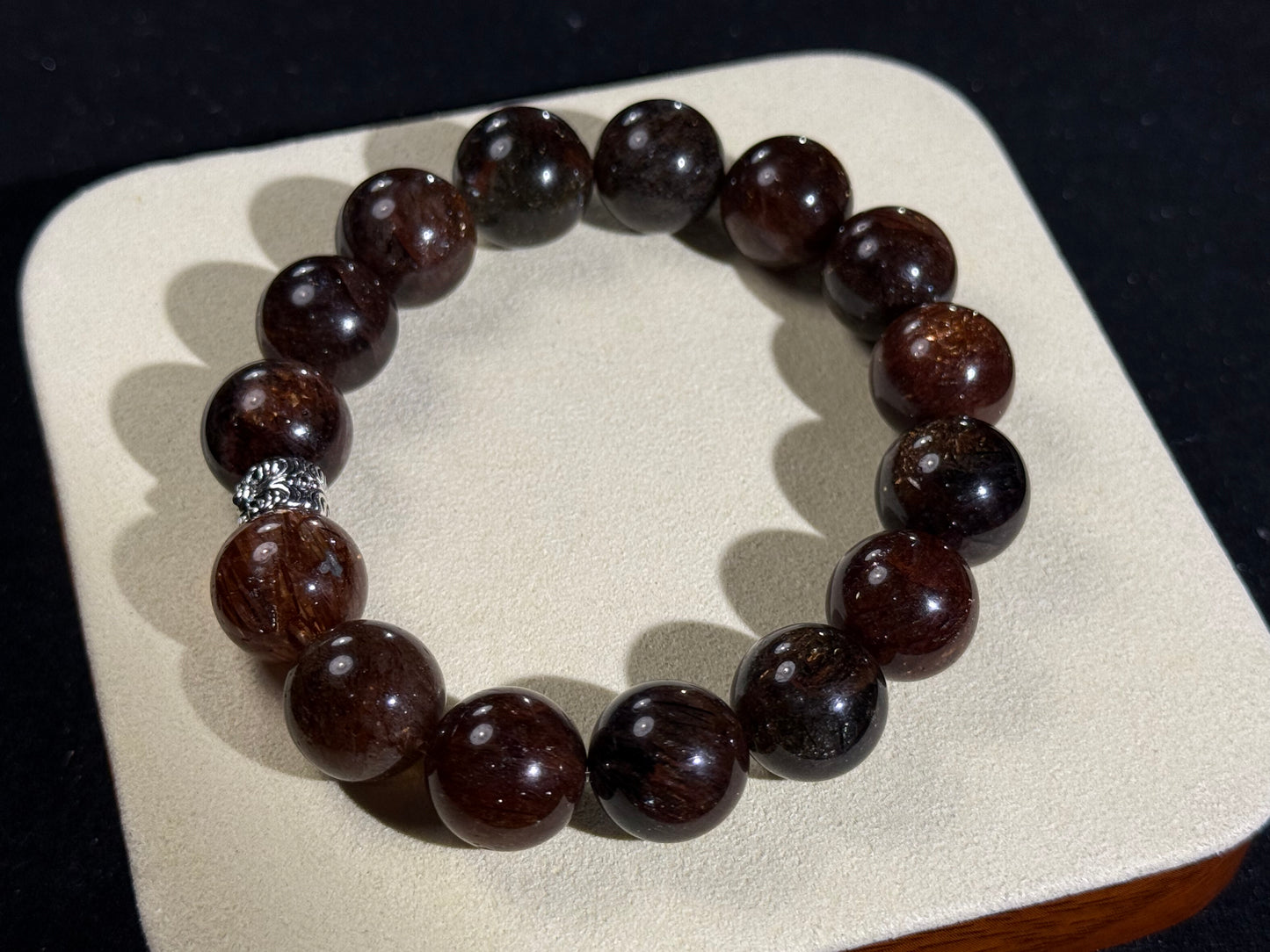 "Obsidian Gold King" Black Currant Golden Rutilated Quartz Bracelet