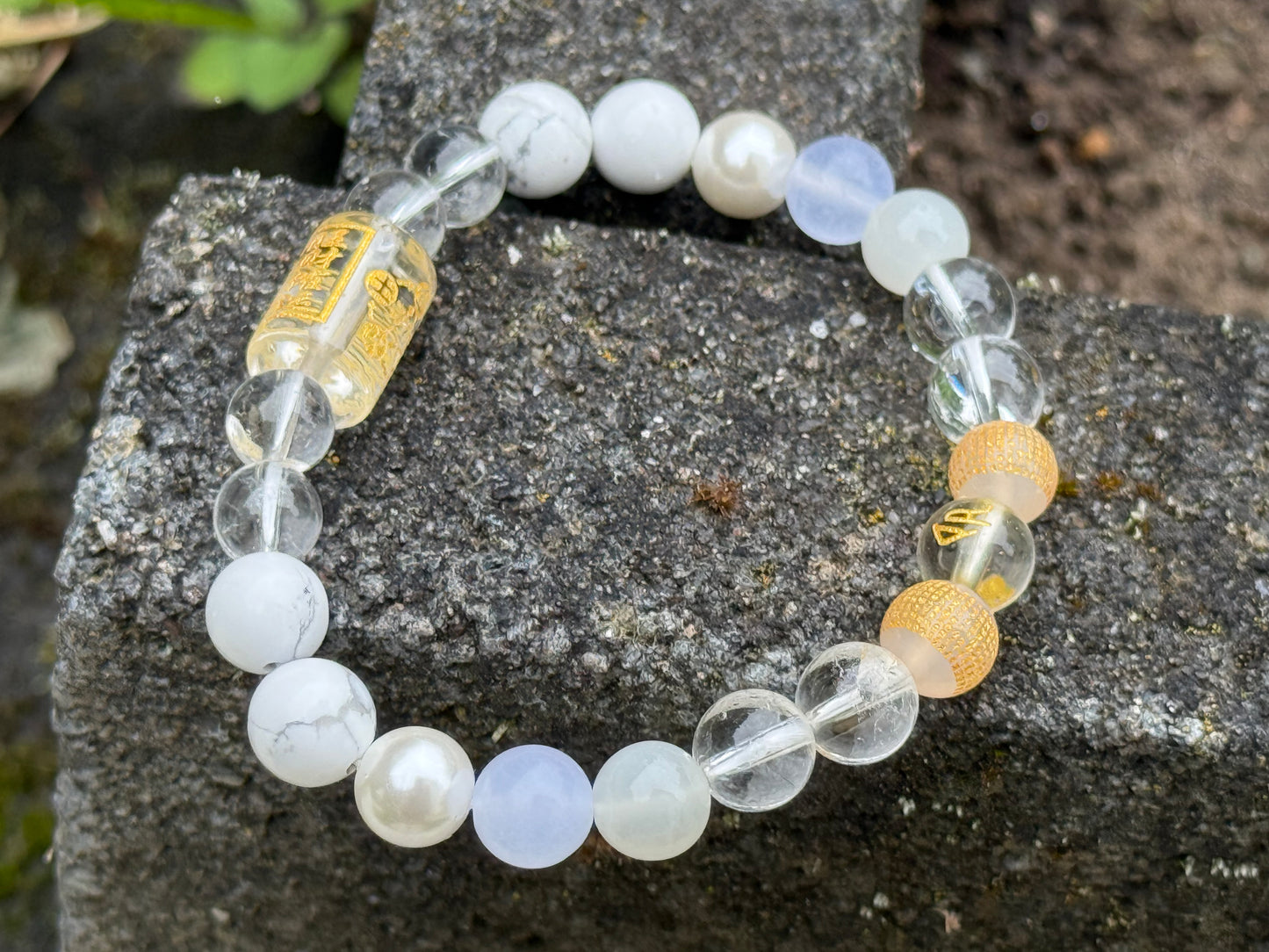 ✔Pulsera de cristal personalizada con energía de metal de cinco elementos