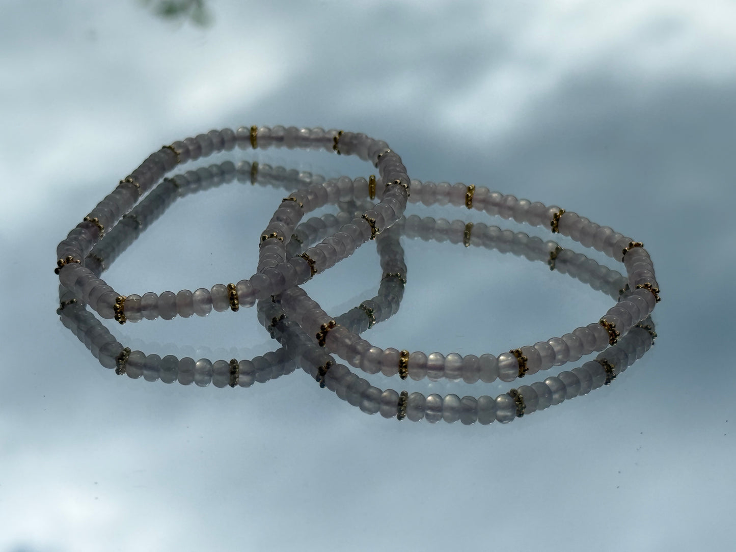 Natural Rose Quartz Disc Bracelet