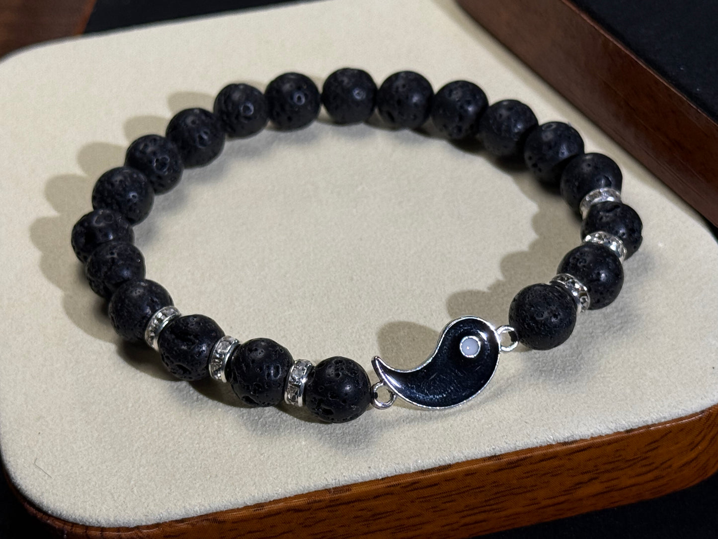 ✔Pulsera de pareja Yin Yang de piedra de lava