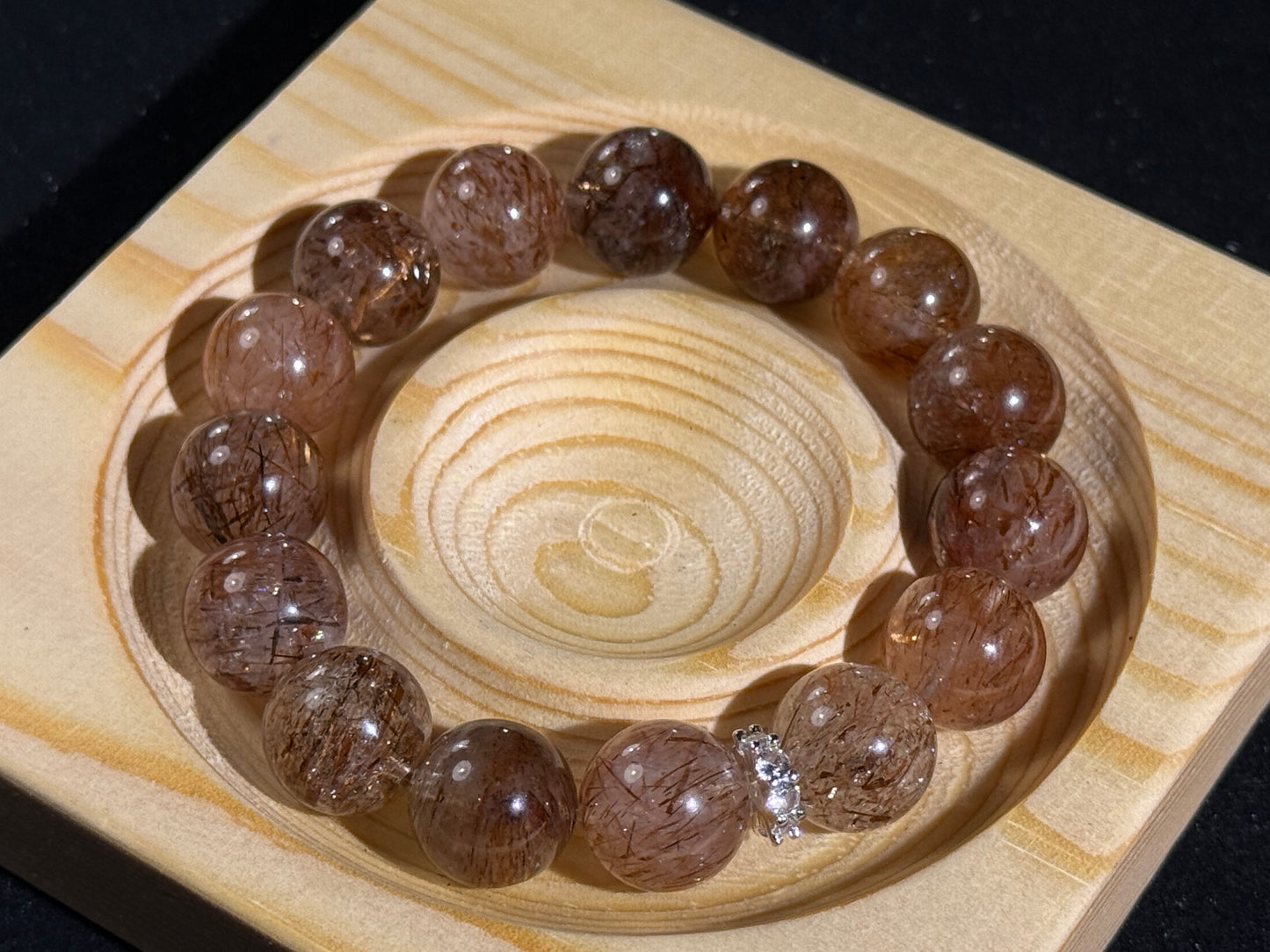 "Celestial Gold Veins" Black Golden Rutilated Quartz crystal Bracelet