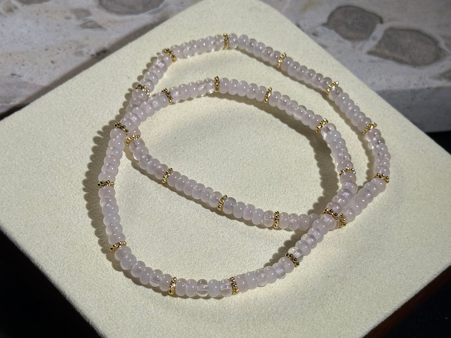 Natural Rose Quartz Disc Bracelet